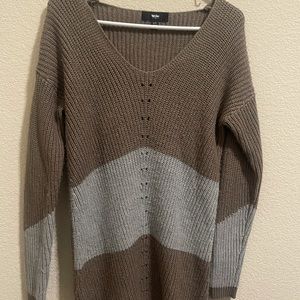 Extra small gray and mauve purple sweater dress